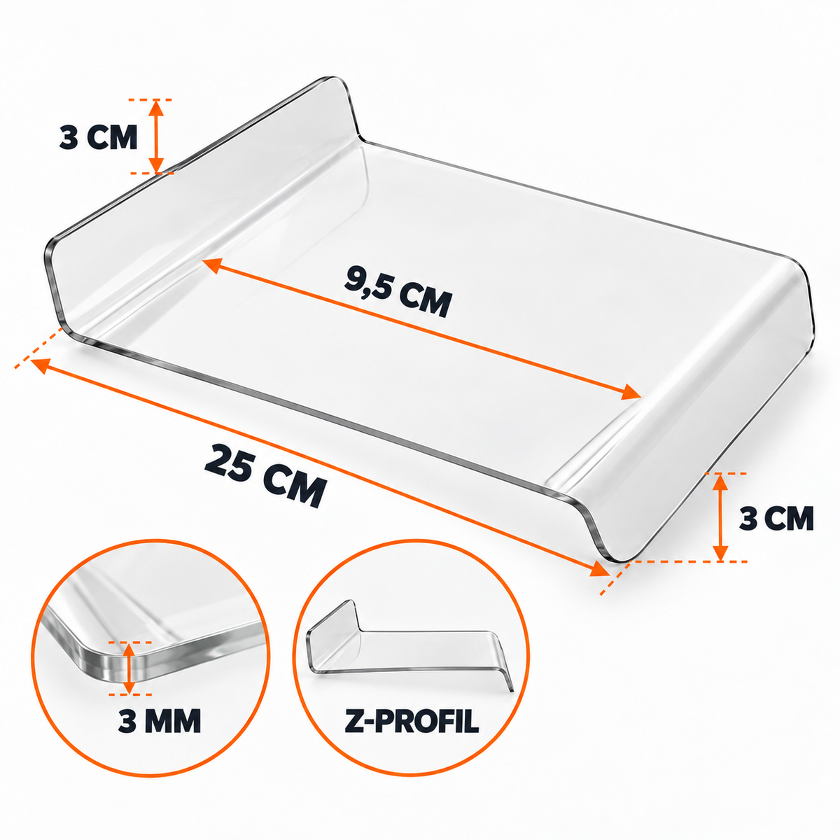 ASERON Acryl Organizer Gewürzregal Kosmetik Schublade 25 cm 1/2er Set