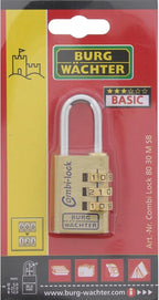 BURG-WÄCHTER Zahlenschloss 30 mm Messing Combi Lock Koffer Spind Schloss