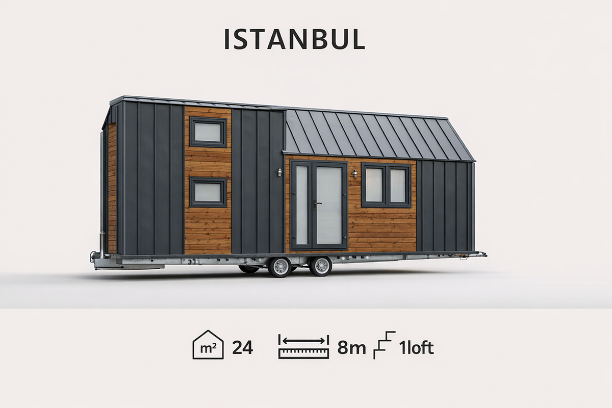 Tiny House 8m Loft 24m² – Wohnwagen – kein Baugenehmigung – TÜV – Lieferung DE