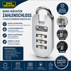 BURG-WÄCHTER Zahlenschloss 3-stellig 25mm Vorhängeschloss Combi Lock ohne Schlüs