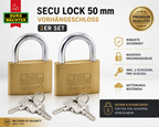 2 X BURG-WÄCHTER Secu Lock 50 mm Vorhängeschloss  Messing Sicher Stabil
