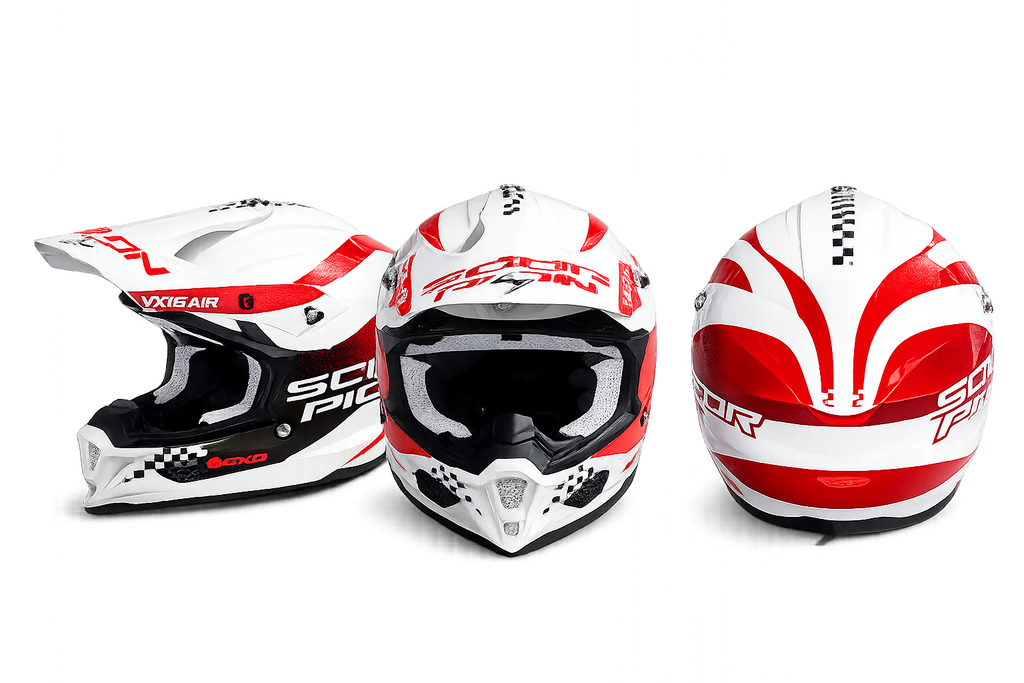 Scorpion EXO VX-16 Evo Air Soul Motocross Crosshelm Weiß Rot Enduro S-XL