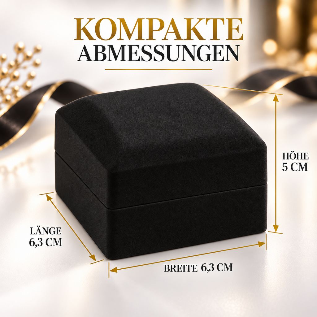ASERON LED Ringetui mit Licht Schwarz Schmuckbox Verlobungsring Geschenkbox