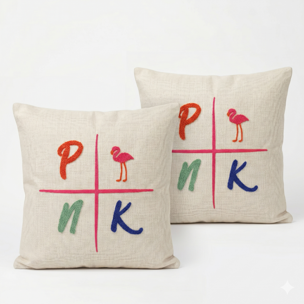 Kissenbezug 43x43 cm 2er Set Boho Punch Needle Sofa Dekokissen Hülle