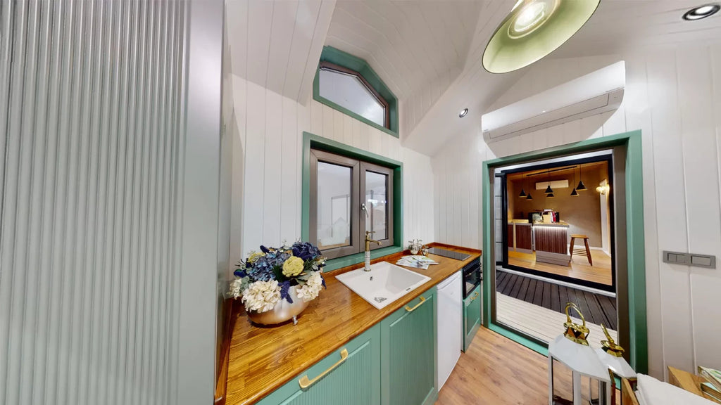 Tiny House VENEDIK 8m 20m² – Wohnwagen – kein Baugenehmigung – TÜV – Veranda