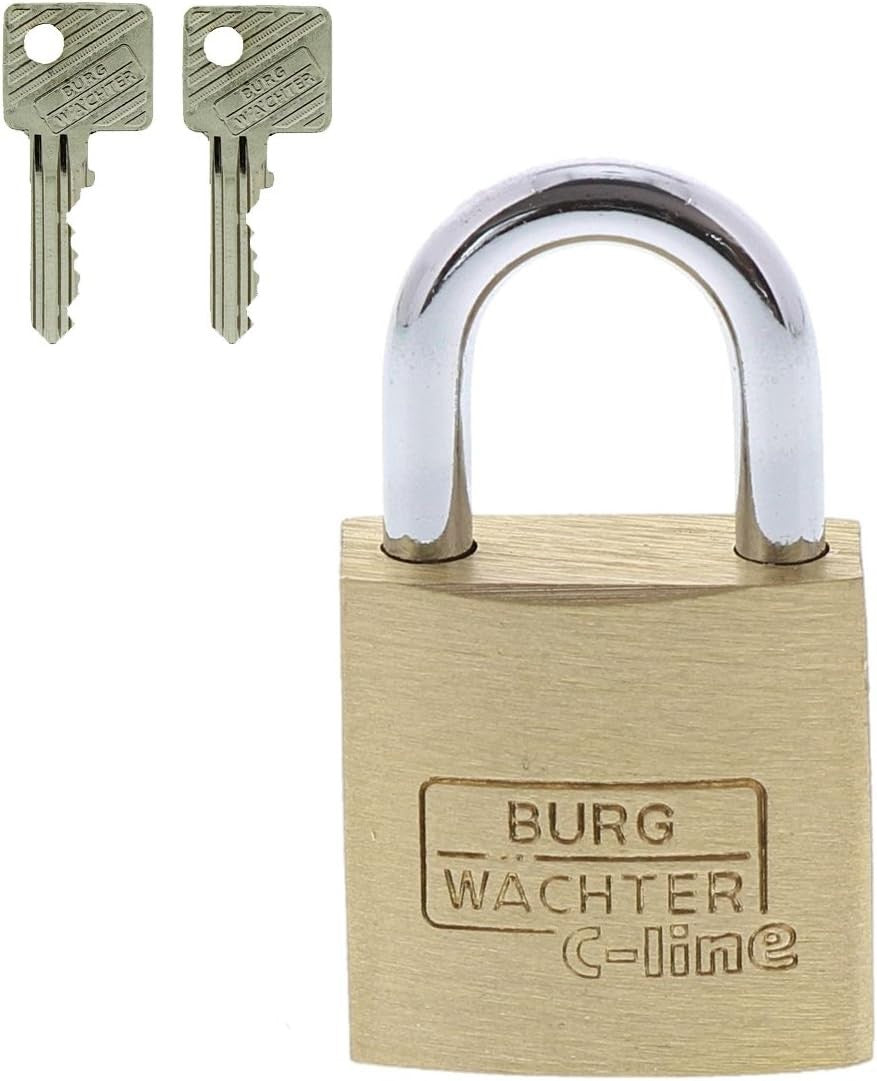 BURG-WÄCHTER C-Line 222 20 SB Vorhängeschloss Messing Bügelschloss Klein