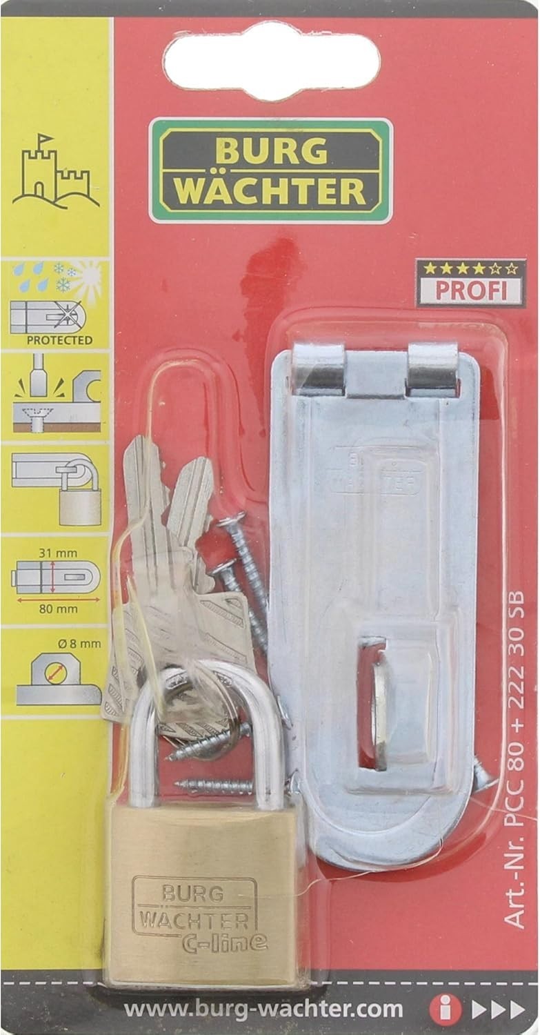 BURG-WÄCHTER Panzer Überfalle Set PCC 80 Schloss inkl 222 30 Einbruchschutz