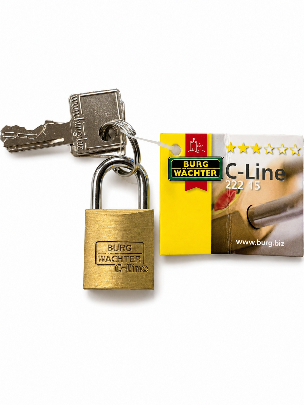 2x Burg-Wächter Messing-Hangschloss  C-Line 222 15 - Sicherheit in Gold