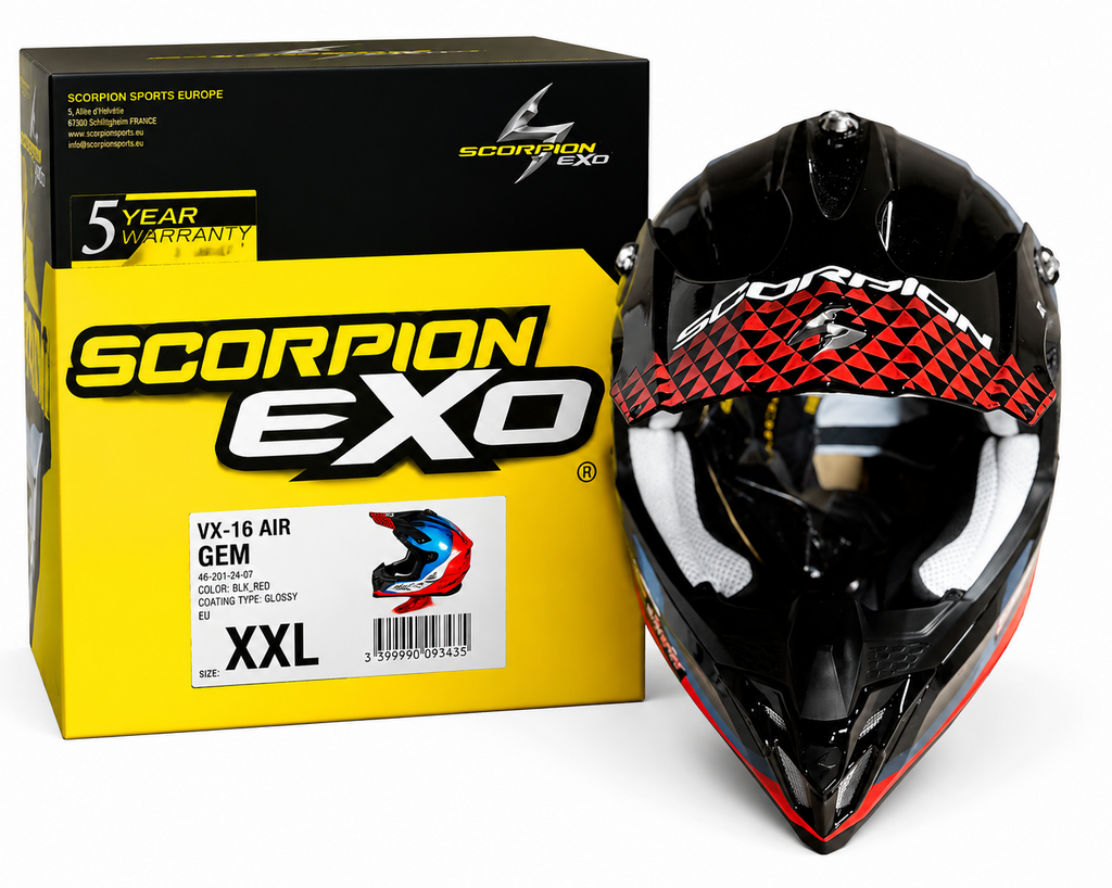 Scorpion EXO VX-16 Air GEM Motocross Helm Schwarz Rot Blau Offroad XXL