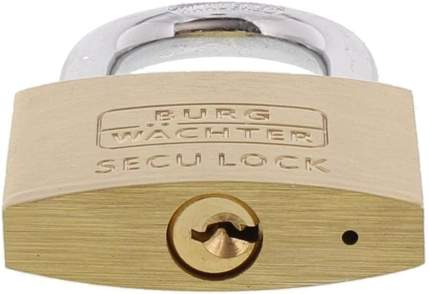 BURG-WÄCHTER Secu Lock 50mm Vorhängeschloss Messing 2 Schlüssel Sicher Stabil