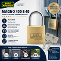 2x BURG-WÄCHTER Magno 400 E 40 Vorhängeschloss Messing 40mm Stabil Sicher