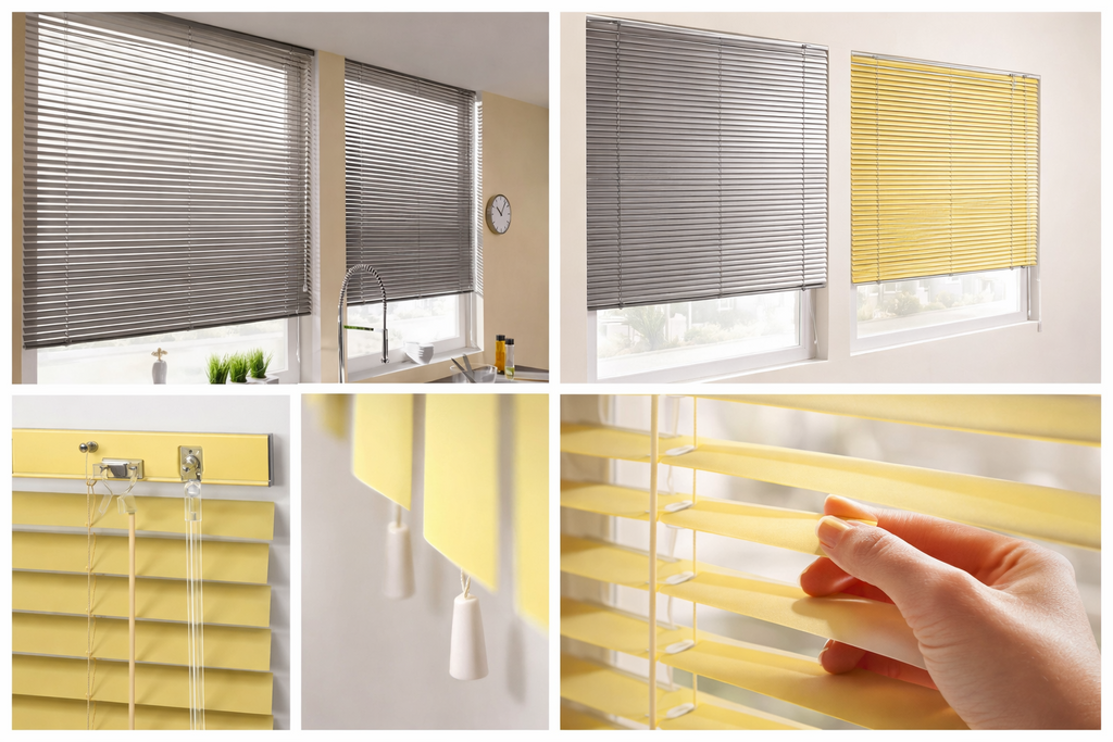 Aluminium Jalousie Fenster 110x175cm Sichtschutz Rollo Gelb Klemmbar Verstellbar