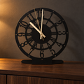 ASERON Metall Tischuhr Schwarz Industrial Arabische Zahlen 24 cm Deko