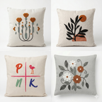 Kissenbezug 43x43 cm 2er Set Boho Punch Needle Sofa Dekokissen Hülle