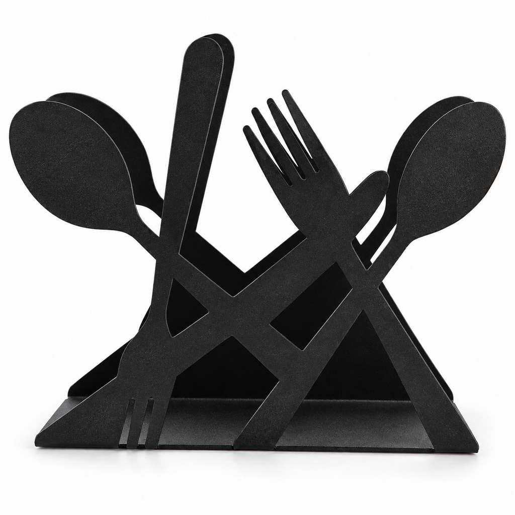 ASERON Serviettenhalter Metall Schwarz Lotus Besteck Tischdeko Modern Design