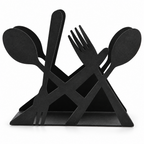 ASERON Serviettenhalter Metall Schwarz Lotus Besteck Tischdeko Modern Design