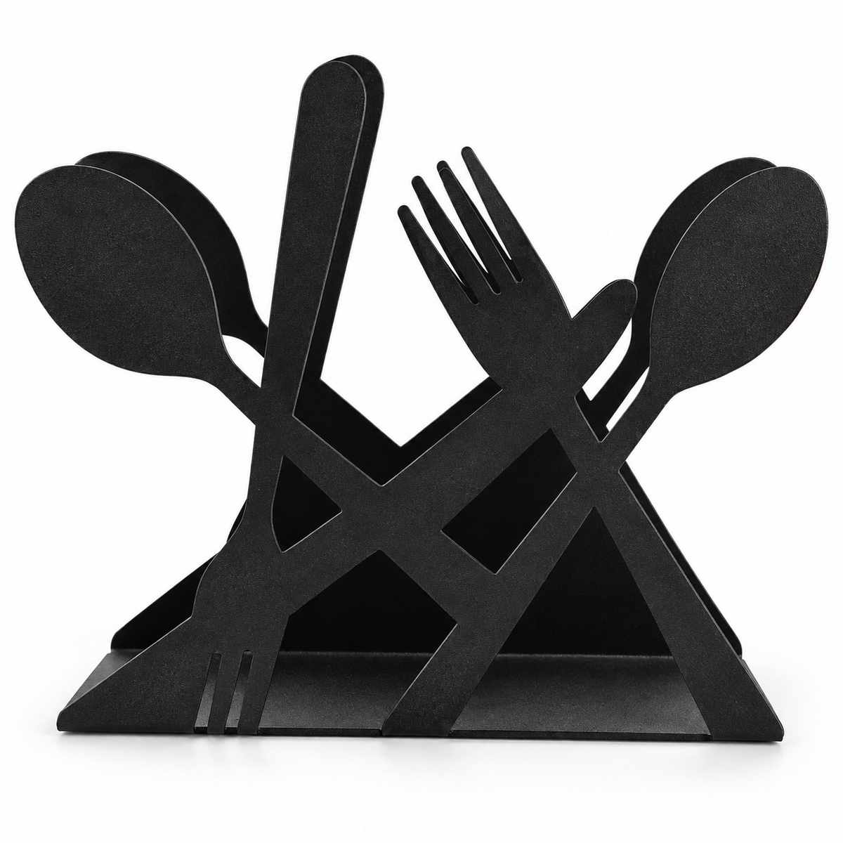 ASERON Serviettenhalter Metall Schwarz Lotus Besteck Tischdeko Modern Design