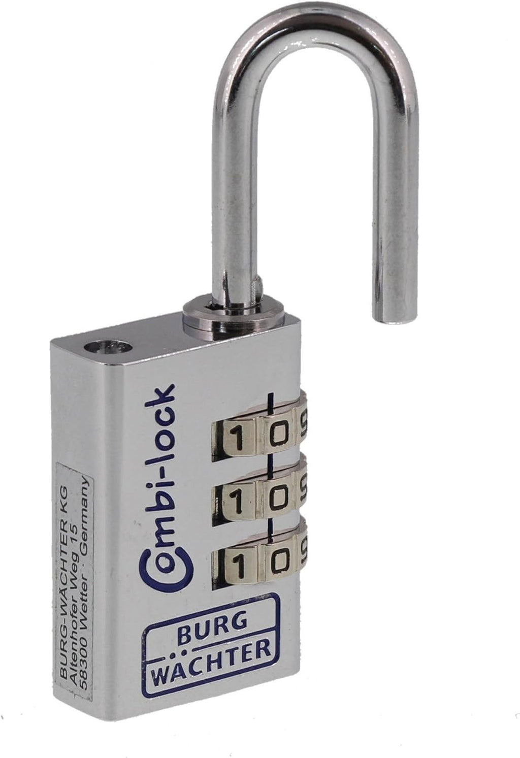 BURG-WÄCHTER Combi Lock 90 20 Zahlenschloss Chromo Verstellbar 3-stellig Silber