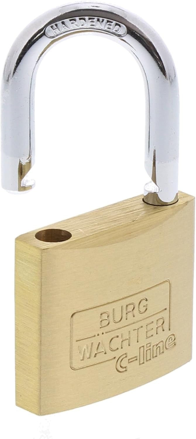BURG-WÄCHTER C-Line 40 Premium Vorhängeschloss aus Messing – Gehärteter Stahlbüg