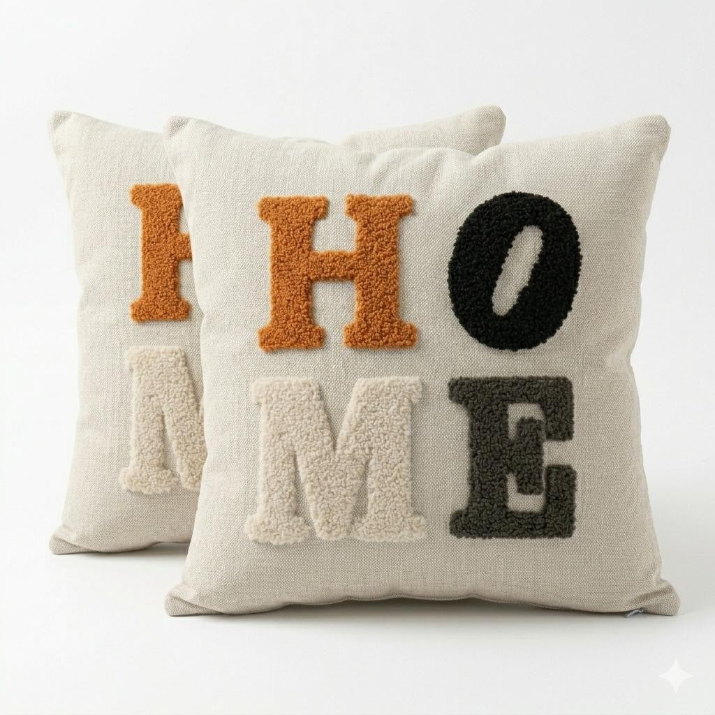 Kissenbezug 43x43 cm 2er Set Boho Punch Needle Sofa Dekokissen Hülle