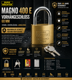 BURG-WÄCHTER Vorhängeschloss 60mm Magno 400 E 9,5mm Bügel Stabil Messing Neu