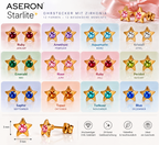 ASERON Stern Ohrstecker 12 Paar Set Zirkonia 316L Edelstahl 24K Vergoldet