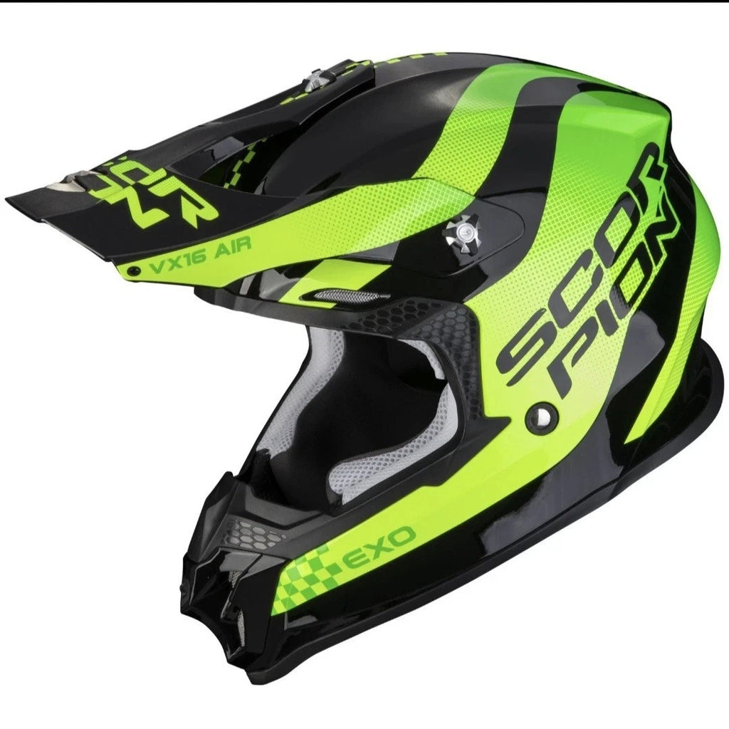 Scorpion EXO VX-16 Evo Air Soul Motocross Helm Schwarz Grün Offroad S-XL
