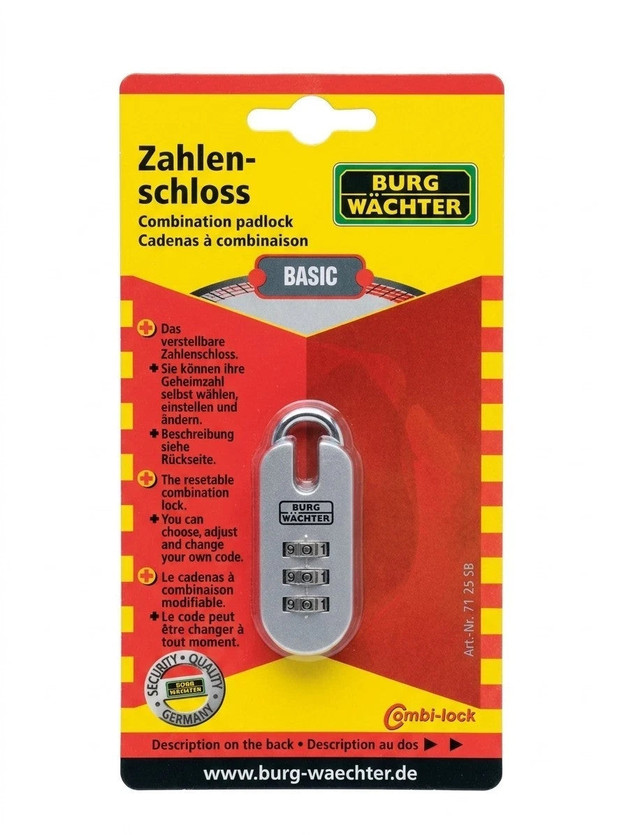 BURG-WÄCHTER Zahlenschloss 3-stellig 25mm Vorhängeschloss Combi Lock ohne Schlüs