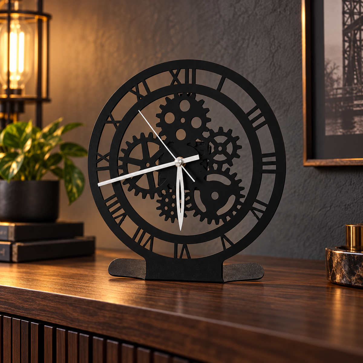 ASERON Metall Tischuhr Rohling ohne Uhrwerk Zeiger 24 cm 2 Designs DIY