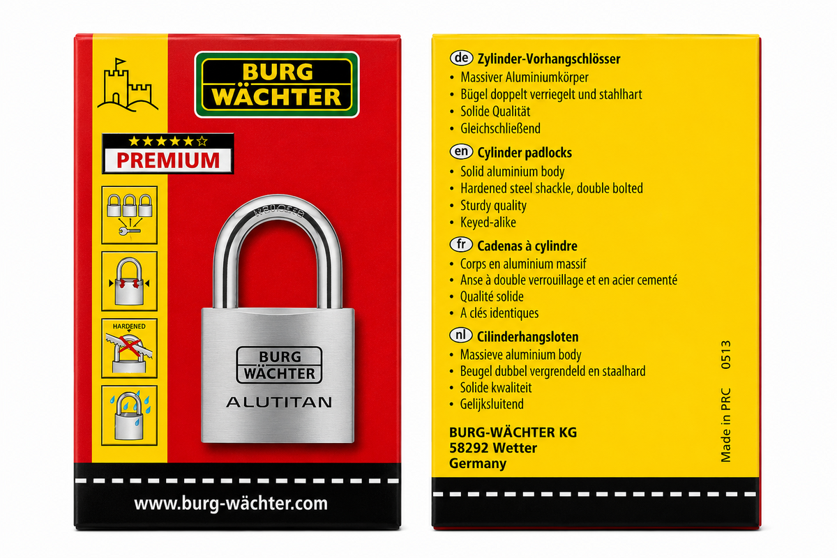 Burg-Wächter ALUTITAN 770 40 K1 GL Vorhängeschloss hoher Bügel