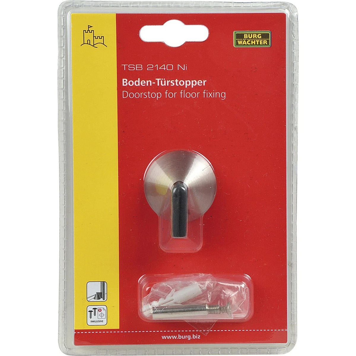 2x BURG-WÄCHTER Türstopper Edelstahl – Bodentürstopper TSB 2140 – Rutschfest & S