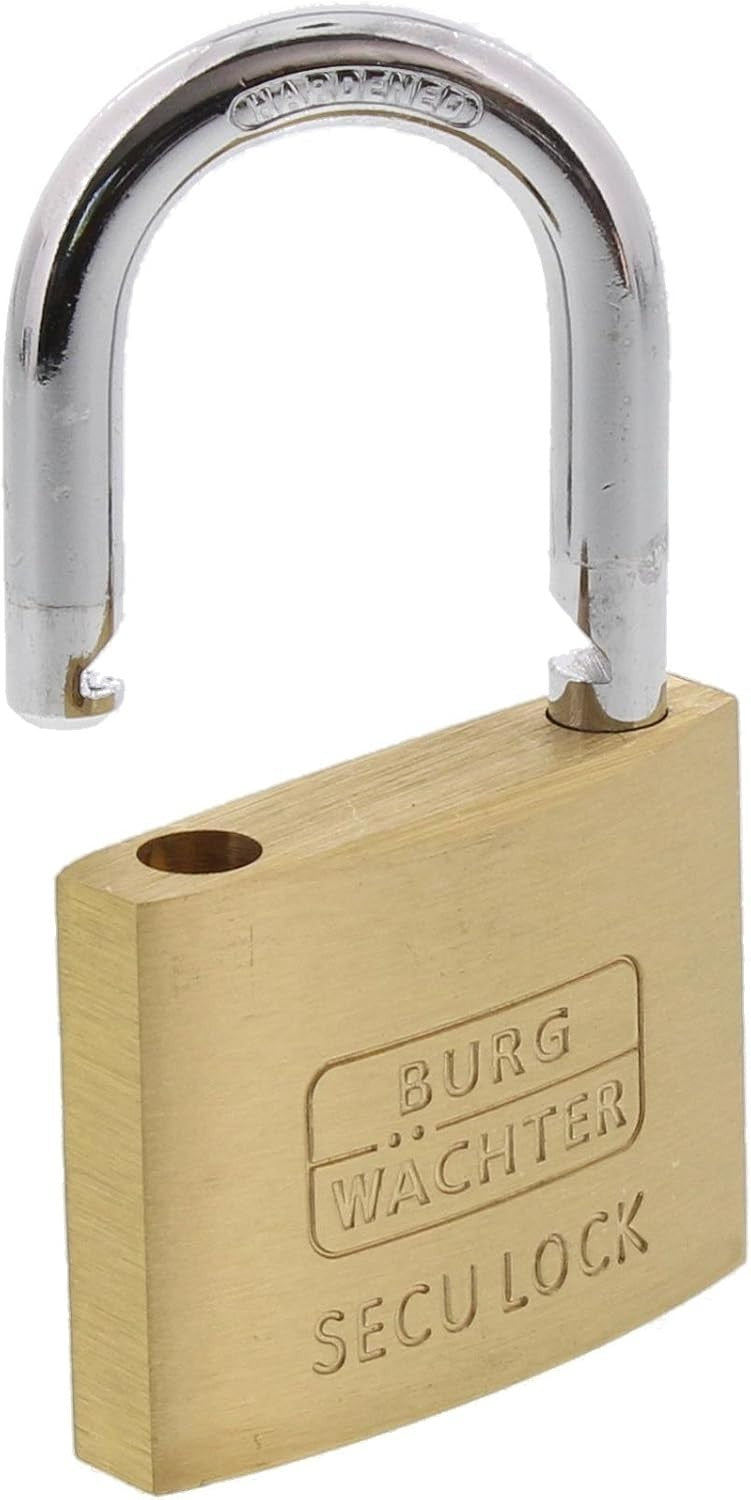 BURG-WÄCHTER Secu Lock 50mm Vorhängeschloss Messing 2 Schlüssel Sicher Stabil