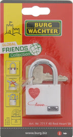 3x BURG-WÄCHTER Love Schloss 40mm Vorhängeschloss Herz Rot Geschenk Set