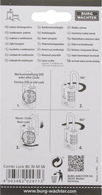 BURG-WÄCHTER Zahlenschloss 30 mm Messing Combi Lock Koffer Spind Schloss
