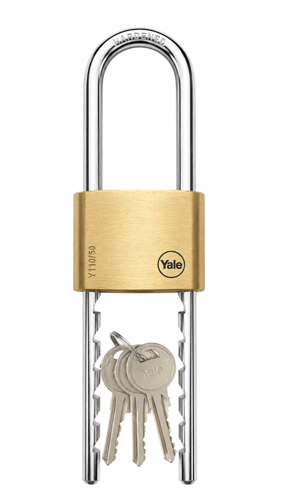 Yale Premium Vorhängeschloss 50mm Langbügel Messing Garage Keller Outdoor