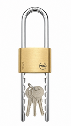 Yale Premium Vorhängeschloss 50mm Langbügel Messing Garage Keller Outdoor