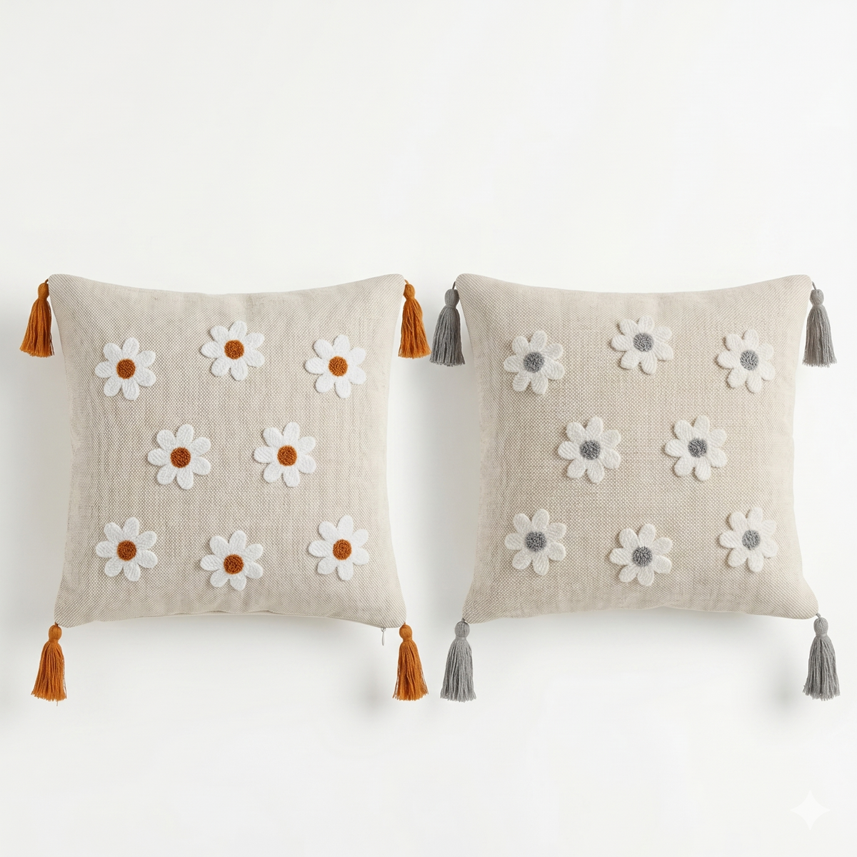 Kissenbezug 43x43 cm 2er Set Boho Punch Needle Sofa Dekokissen Hülle