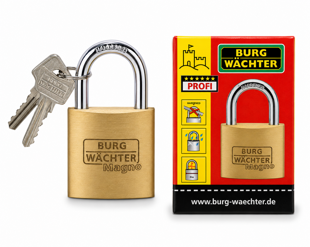 Burg-Wächter Magno 400 E 45 K1 Vorhängeschloss Messing Rostfrei Neu