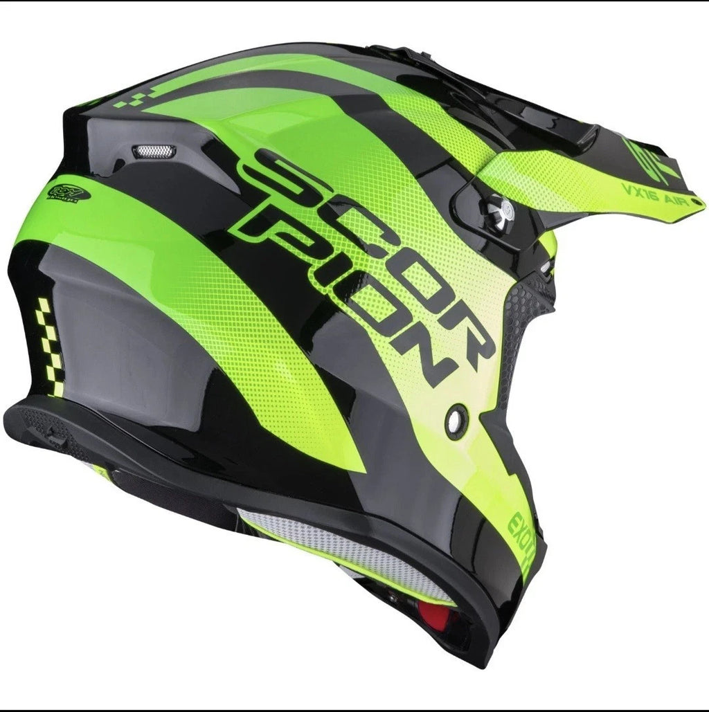 Scorpion EXO VX-16 Evo Air Soul Motocross Helm Schwarz Grün Offroad S-XL
