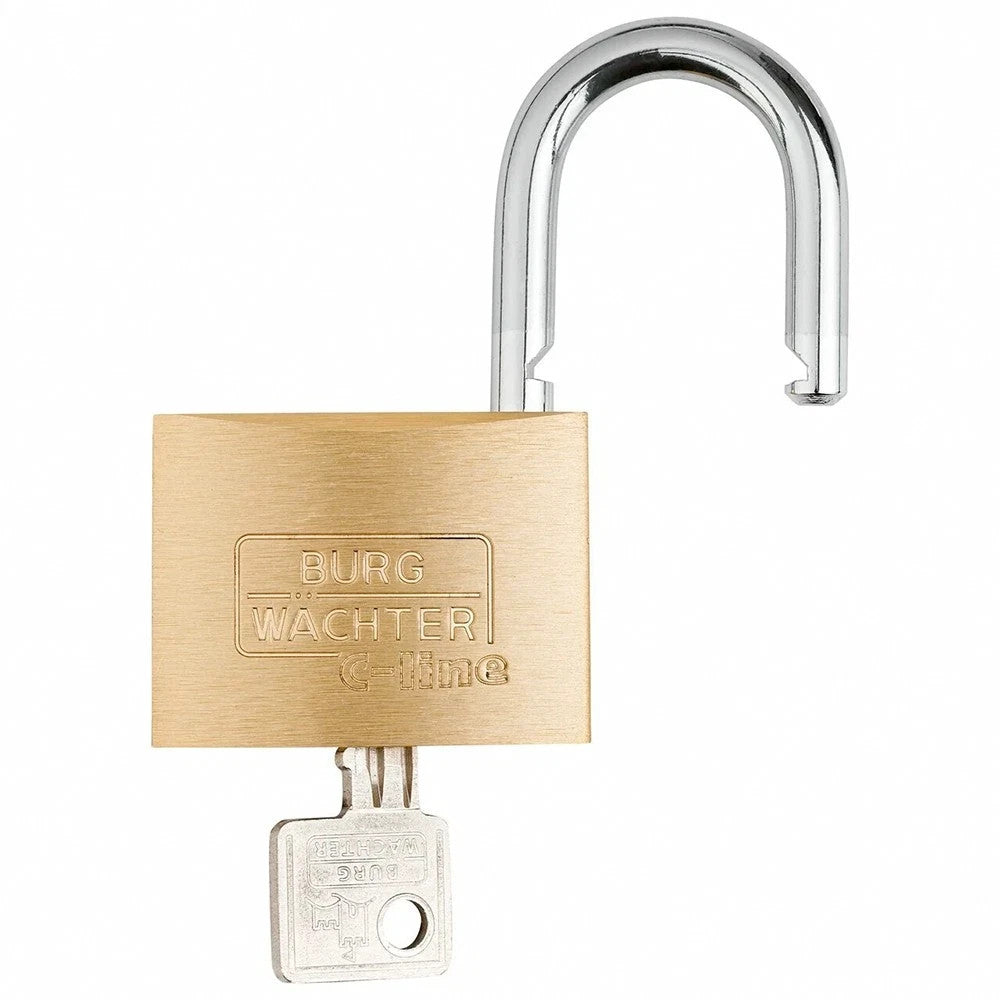 BURG-WÄCHTER C-Line 222 30mm Vorhängeschloss Messing Stabil Sicher 2 Schlüssel