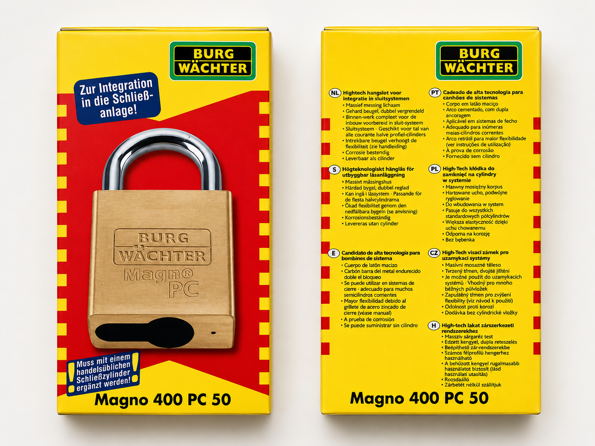 BURG-WÄCHTER Magno 400 PC 50 Vorhängeschloss Profilzylinder Garagentor Kellertür