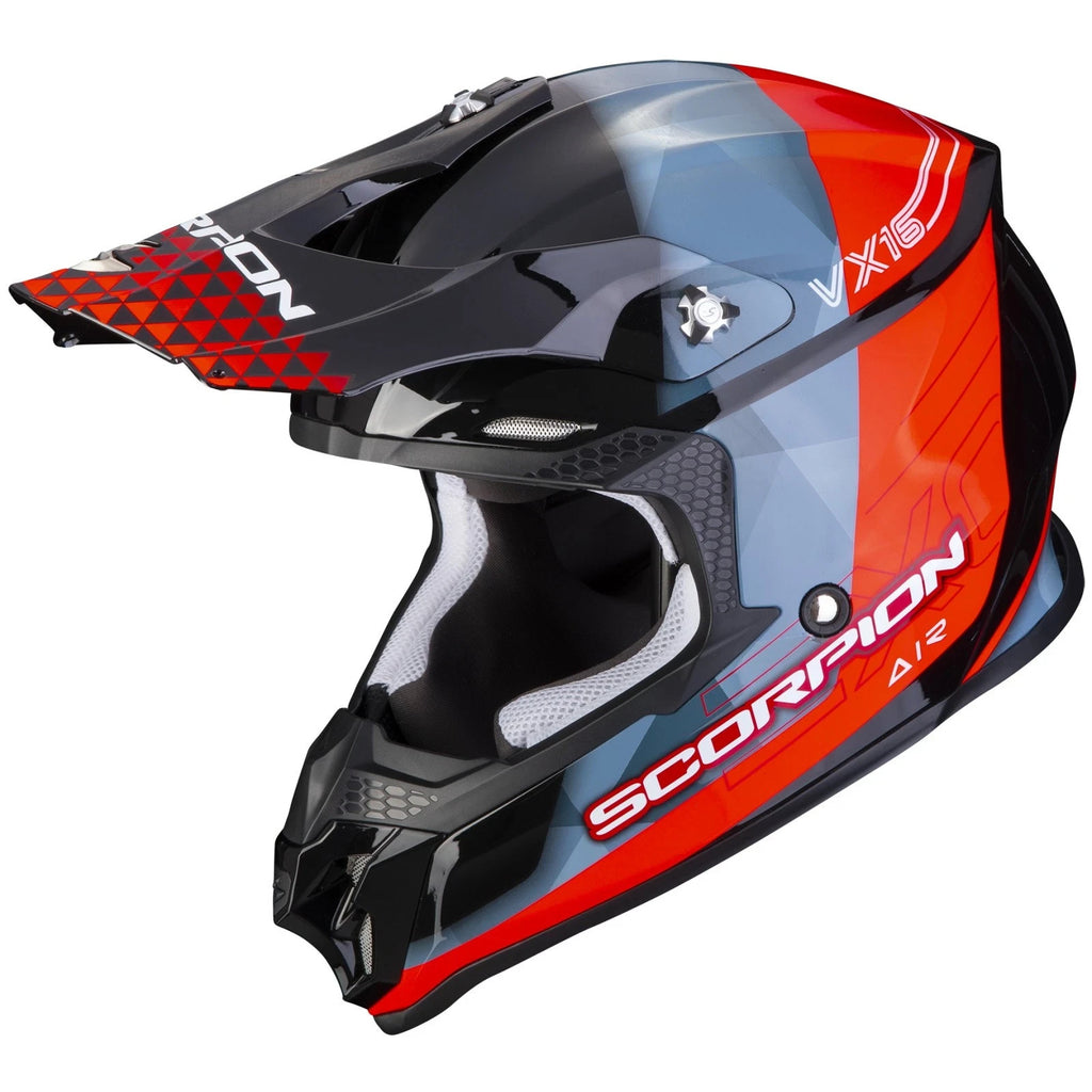 Scorpion EXO VX-16 Air GEM Motocross Helm Schwarz Rot Blau Offroad XXL