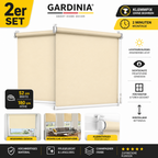 2x GARDINIA Rollo 52x180cm Champagner Sichtschutz Fenster Lichtdurchlässig Neu