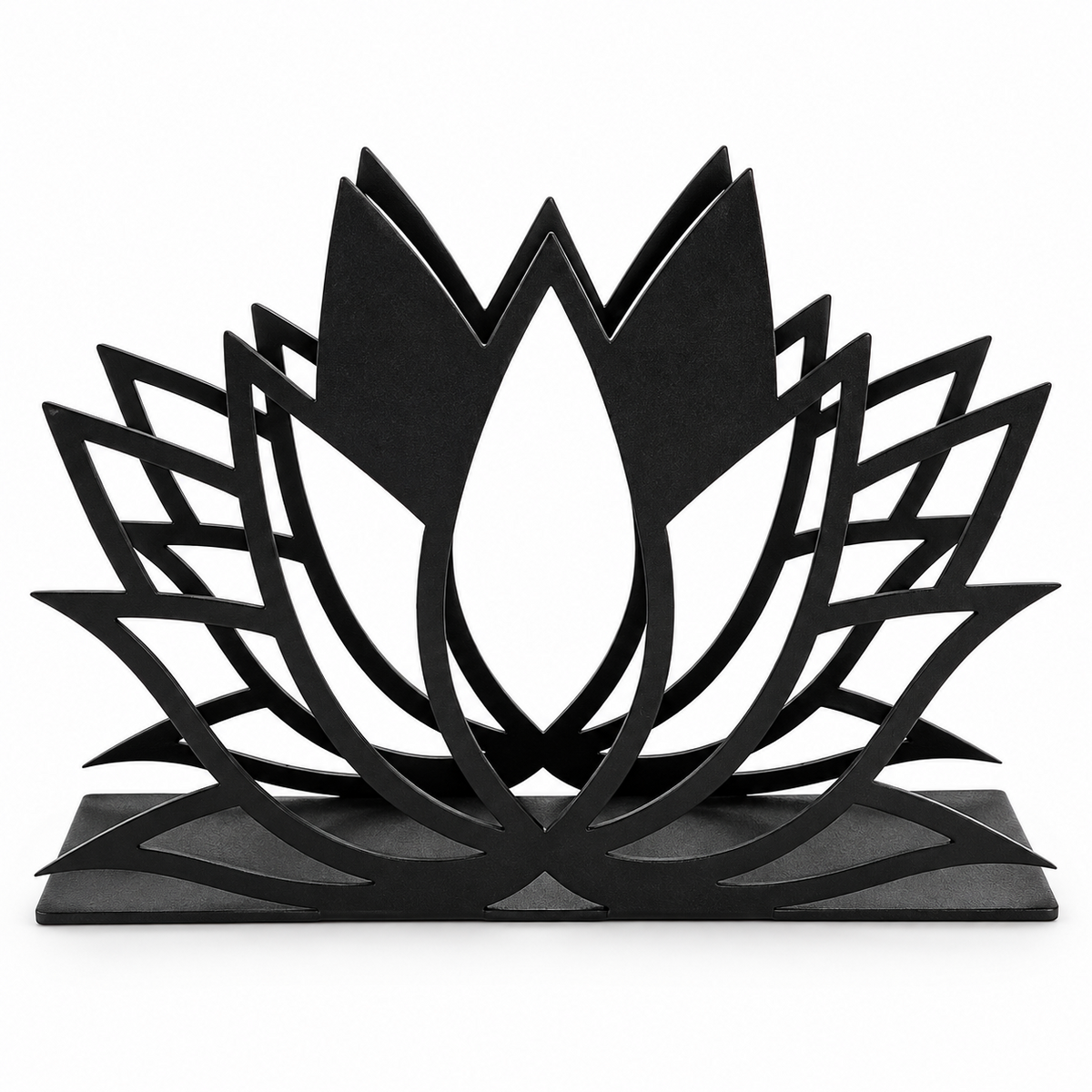 ASERON Serviettenhalter Metall Schwarz Lotus Besteck Tischdeko Modern Design