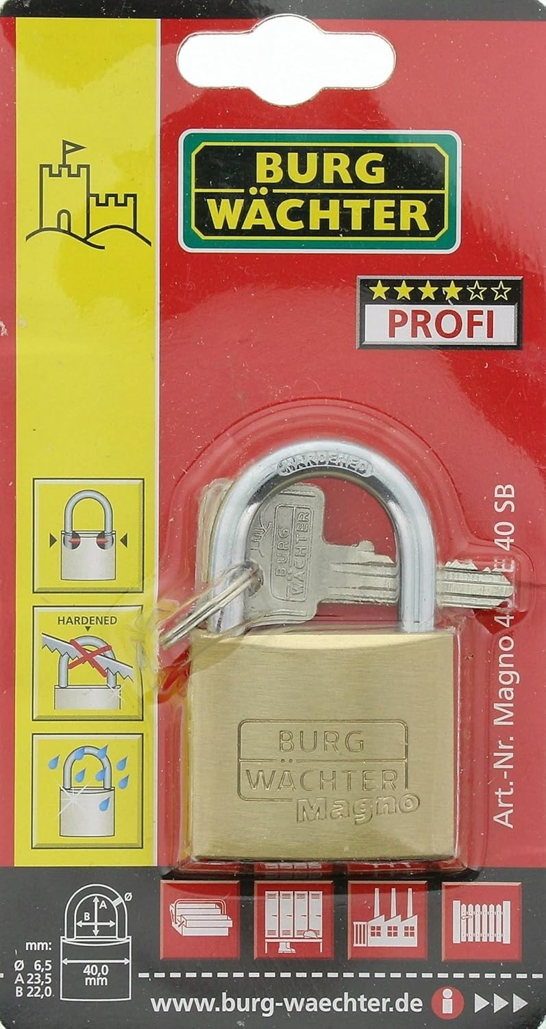 2x BURG-WÄCHTER Magno 400 E 40 Vorhängeschloss Messing 40mm Stabil Sicher
