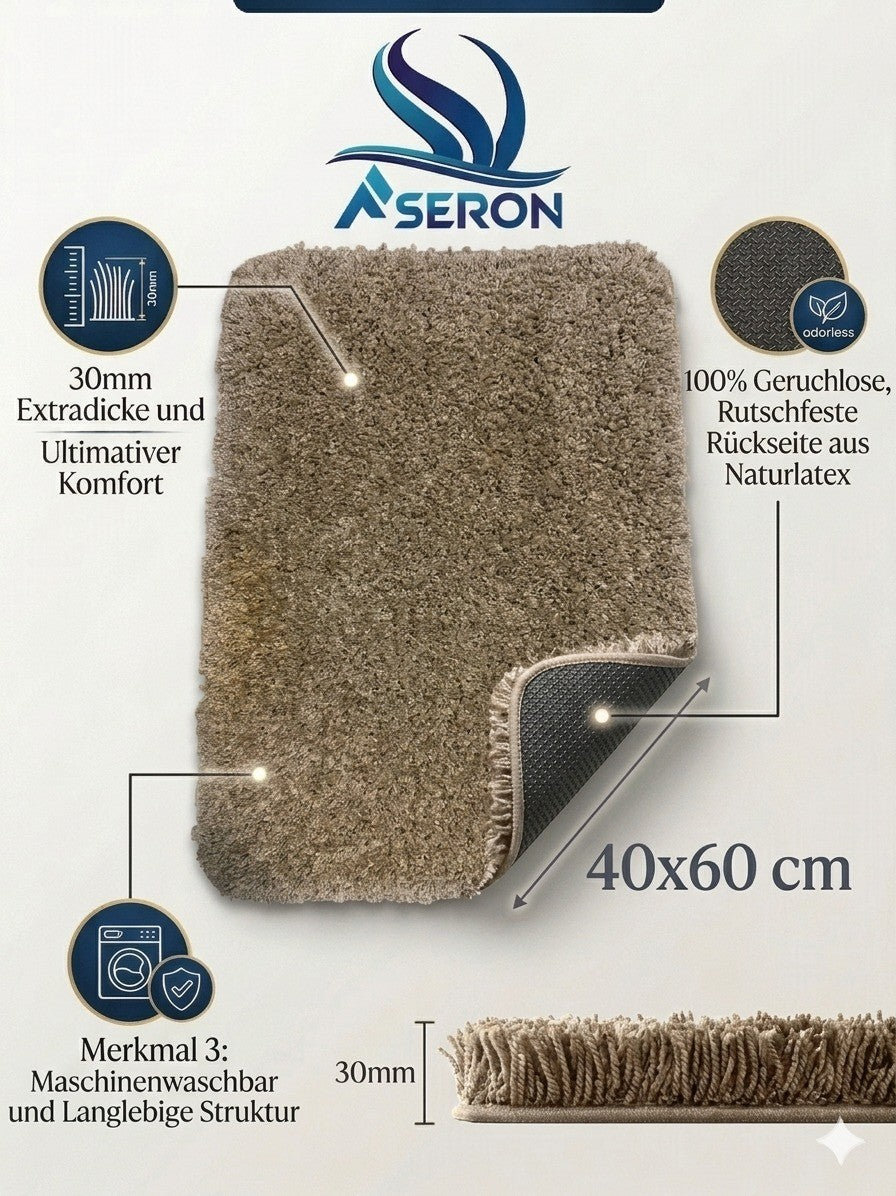 Badteppich 40x60 cm Shaggy Rutschfest Waschbar Badematte Weich 4 Farben