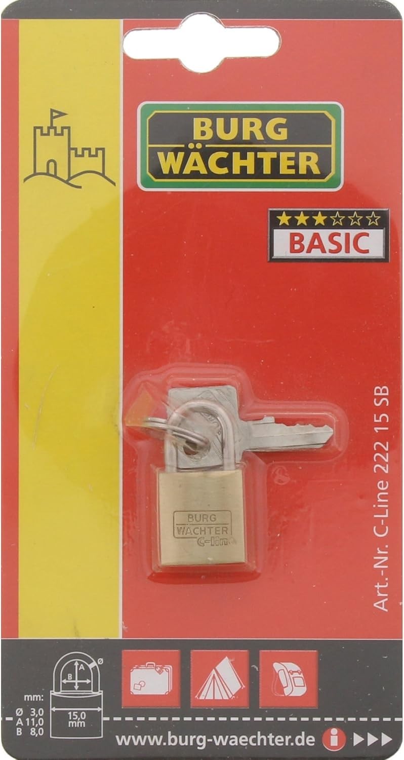 2x BURG-WÄCHTER C-Line 222 15 Vorhängeschloss Mini 15mm Set 3mm Bügel