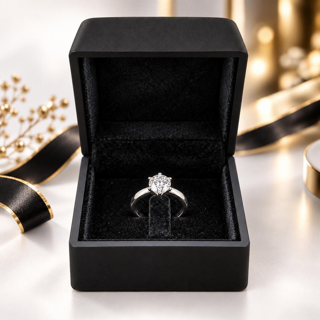ASERON LED Ringetui mit Licht Schwarz Schmuckbox Verlobungsring Geschenkbox