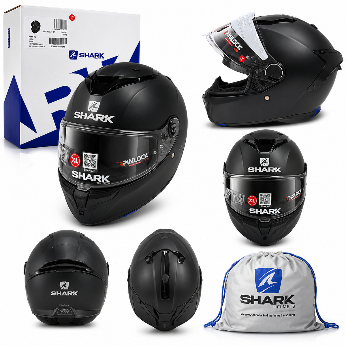 SHARK Spartan GT XL Motorradhelm Matt Schwarz Pinlock Sonnenblende