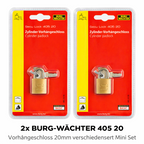 2er Set BURG-WÄCHTER 405 20 Mini Schloss verschiedensperrend 20mm Stabil